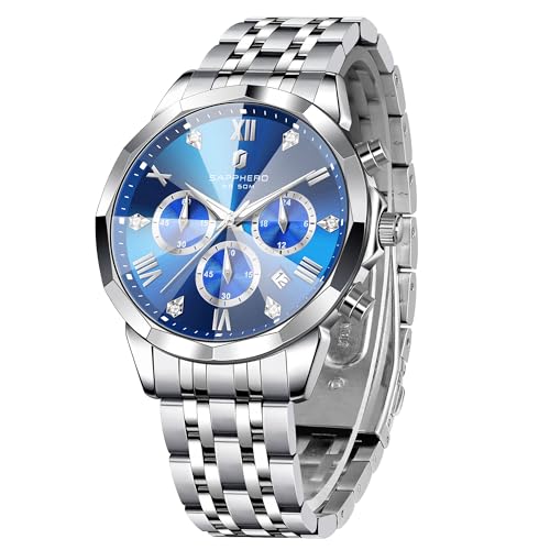 Sapphero reloj para hombre Cronografo Diamante Impermeable Analogico